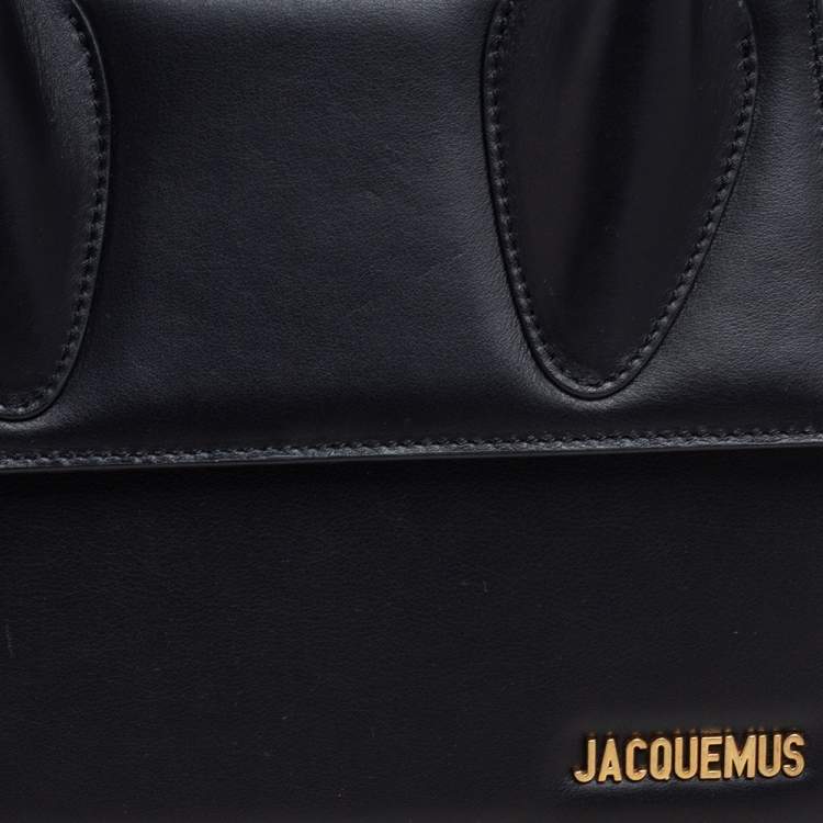 Pre Owned Jacquemus Black Leather Grand Le Chiquito Top Handle Bag