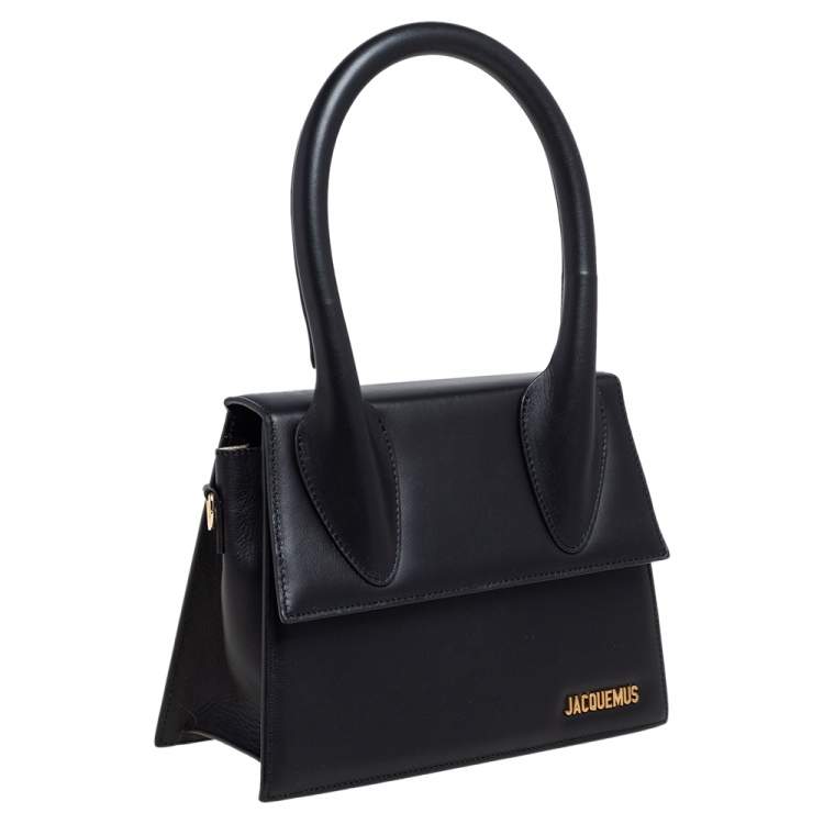Pre Owned Jacquemus Black Leather Grand Le Chiquito Top Handle Bag