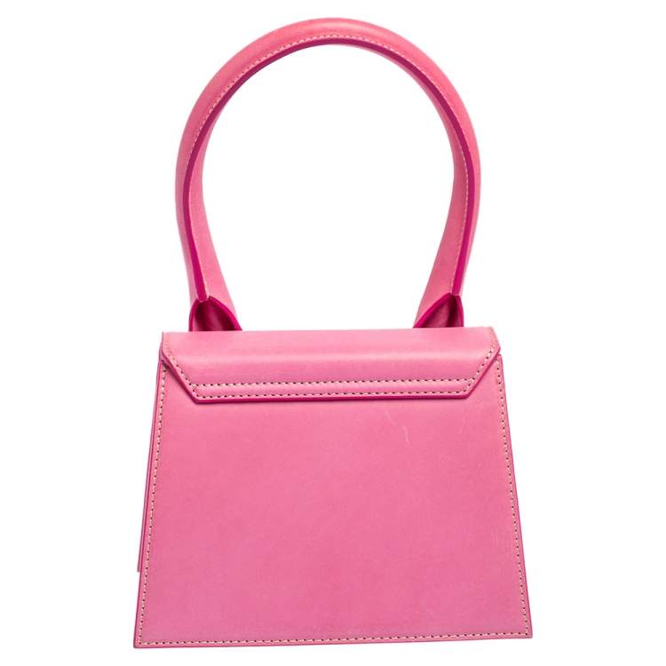 Pre Owned Jacquemus Pink Leather Le Chiquito Moyen Top Handle Bag