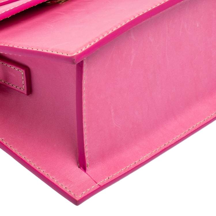 Pre Owned Jacquemus Pink Leather Le Chiquito Moyen Top Handle Bag