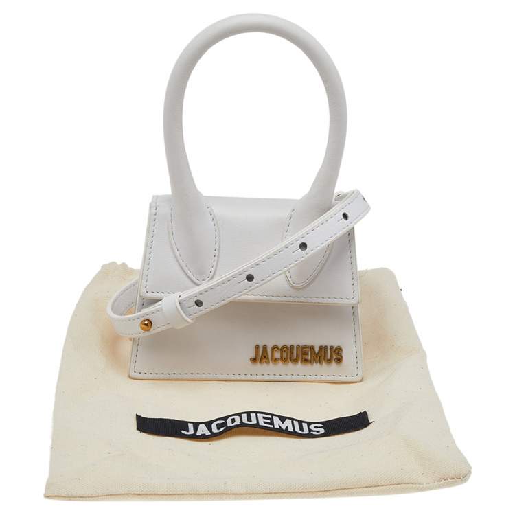 Pre Owned Jacquemus White Leather Le Chiquito Mini Top Handle Bag
