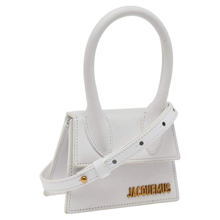 Pre Owned Jacquemus White Leather Le Chiquito Mini Top Handle Bag