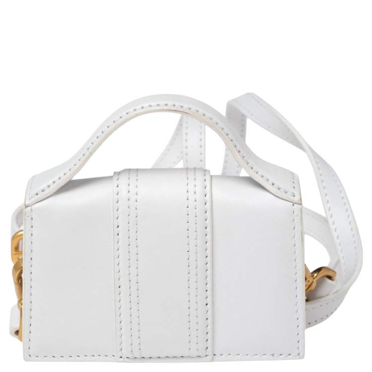 مملوكة مسبقًا Jacquemus White Leather Mini Le Petit Bambino Crossbody Bag