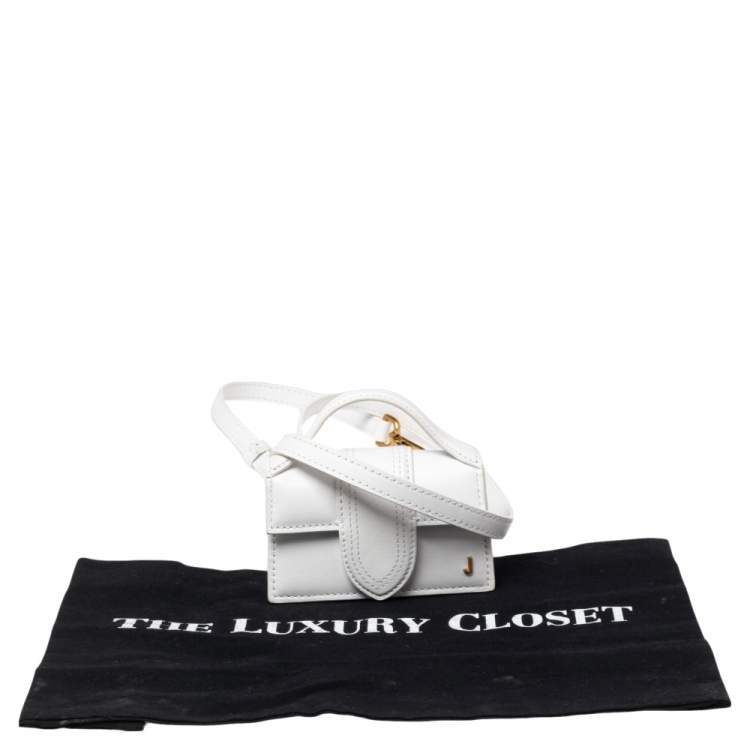 مملوكة مسبقًا Jacquemus White Leather Mini Le Petit Bambino Crossbody Bag