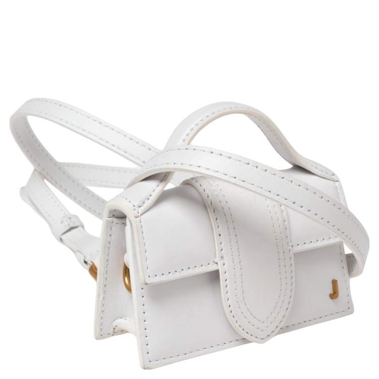 مملوكة مسبقًا Jacquemus White Leather Mini Le Petit Bambino Crossbody Bag