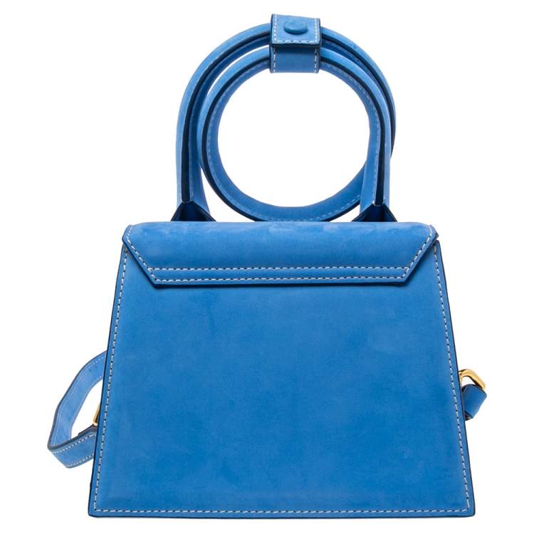 Pre Owned Jacquemus Blue Nubuck Leather Le Chiquito Top Handle Bag