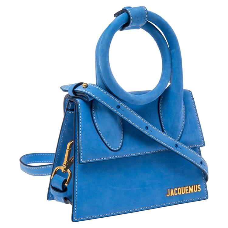 Pre Owned Jacquemus Blue Nubuck Leather Le Chiquito Top Handle Bag