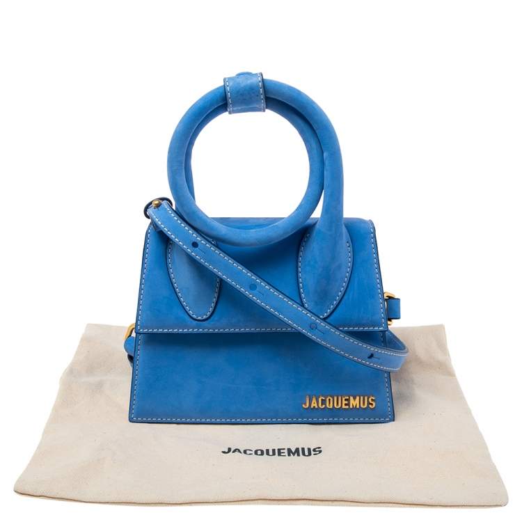 Pre Owned Jacquemus Blue Nubuck Leather Le Chiquito Top Handle Bag