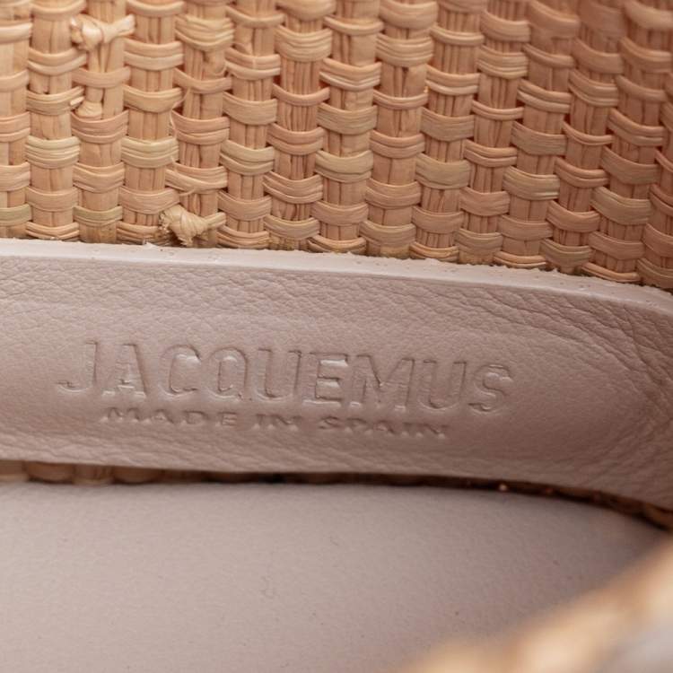 مملوكة مسبقًا Jacquemus Cream/White Woven Raffia and Leather Let Petite Baci Shoulder Bag