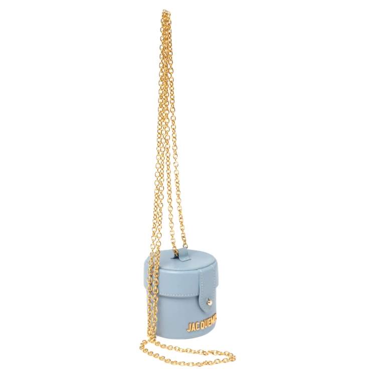 Pre Owned Jacquemus Light Blue Leather Mini Le Vanity Shoulder Bag
