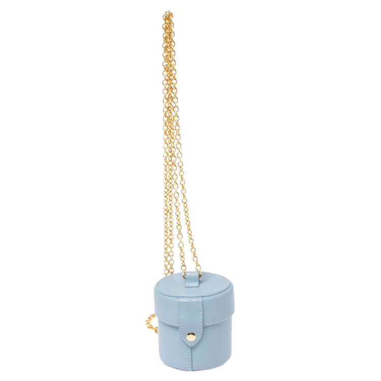 Pre Owned Jacquemus Light Blue Leather Mini Le Vanity Shoulder Bag
