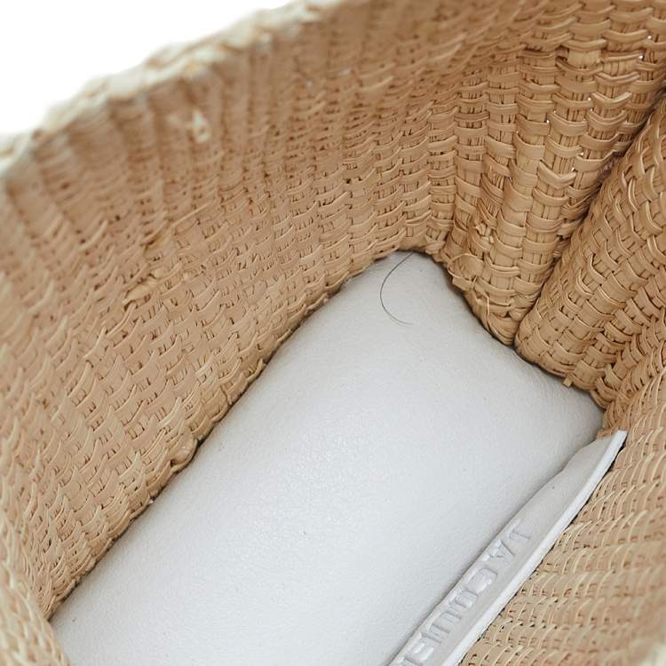 Pre Owned Jacquemus Beige Raffia Le Petit Baci Top Handle Bag
