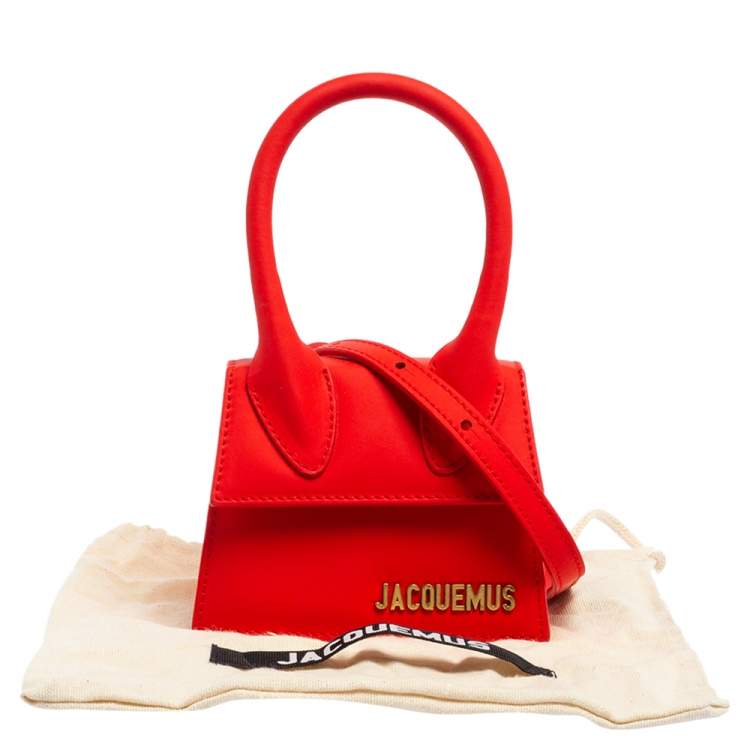 Pre Owned Jacquemus Red Nubuck Leather Le Chiquito La Montagne Top Handle Bag