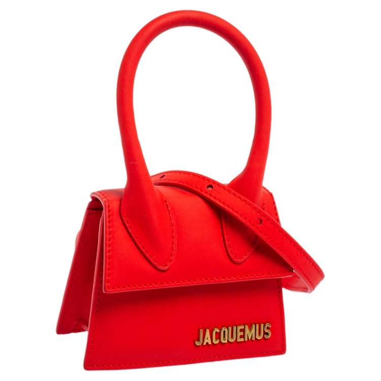 Pre Owned Jacquemus Red Nubuck Leather Le Chiquito La Montagne Top Handle Bag