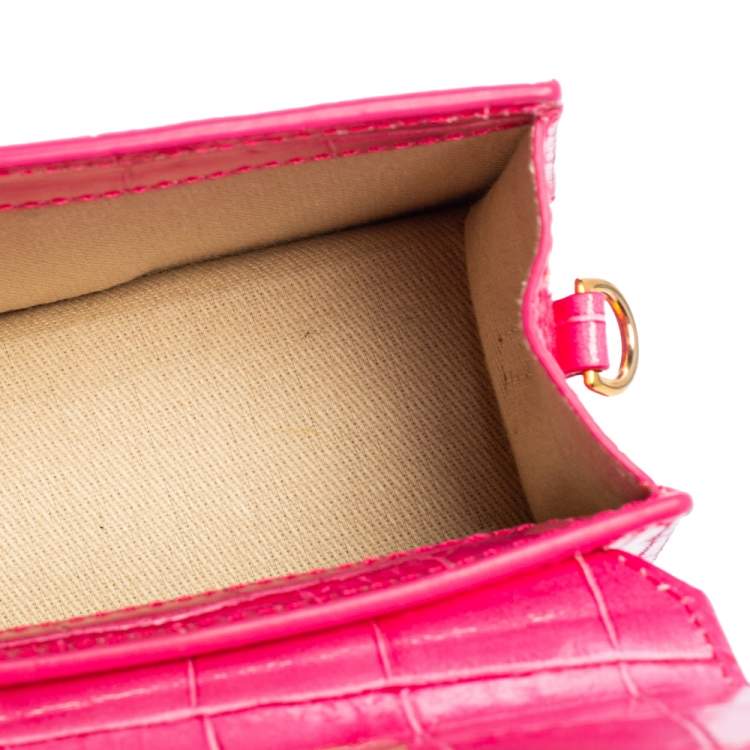 Pre Owned Jacquemus Pink Croc Embossed Leather Le Chiquito Mini Bag
