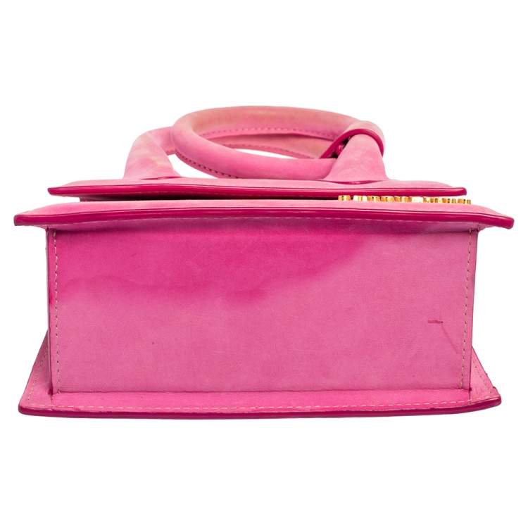 Pre Owned Jacquemus Pink Nubuck Leather Le Chiquito Noeud Top Handle Bag
