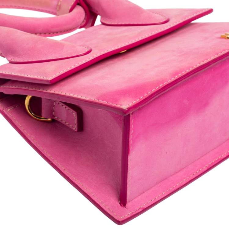 Pre Owned Jacquemus Pink Nubuck Leather Le Chiquito Noeud Top Handle Bag