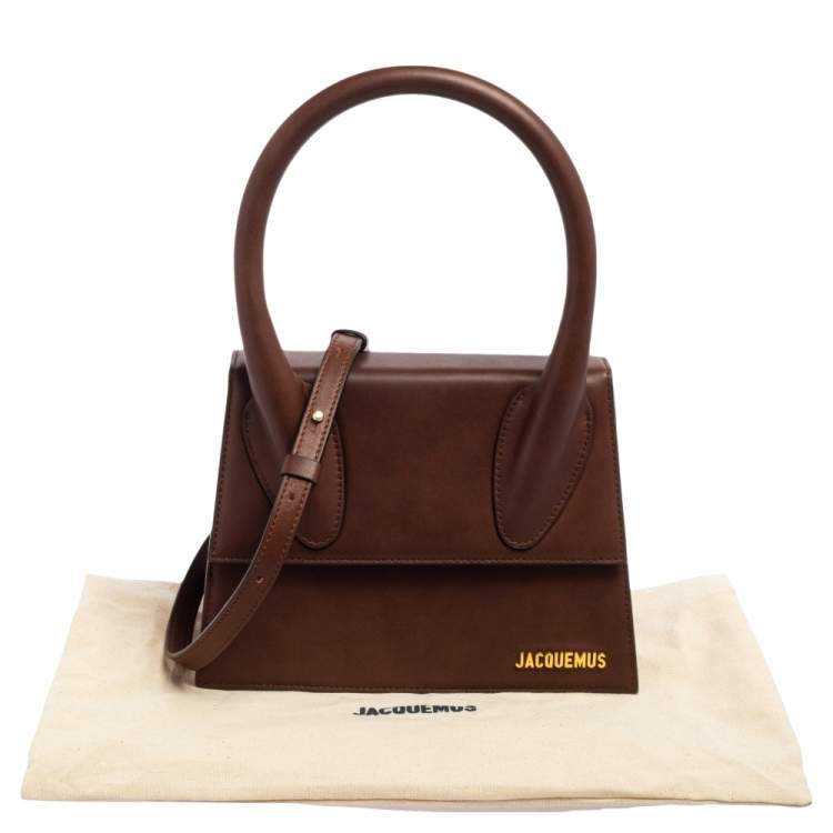 Pre Owned Jacquemus Dark Brown Leather Grand Le Chiquito Top Handle Bag