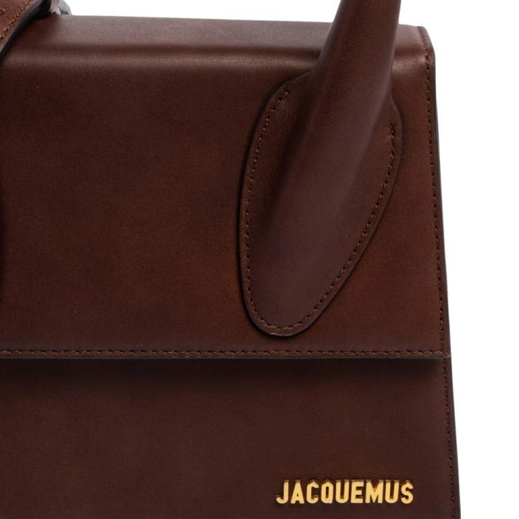 Pre Owned Jacquemus Dark Brown Leather Grand Le Chiquito Top Handle Bag