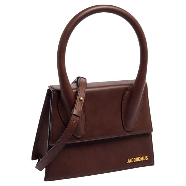 Pre Owned Jacquemus Dark Brown Leather Grand Le Chiquito Top Handle Bag