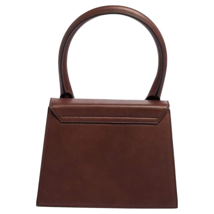 Pre Owned Jacquemus Dark Brown Leather Grand Le Chiquito Top Handle Bag