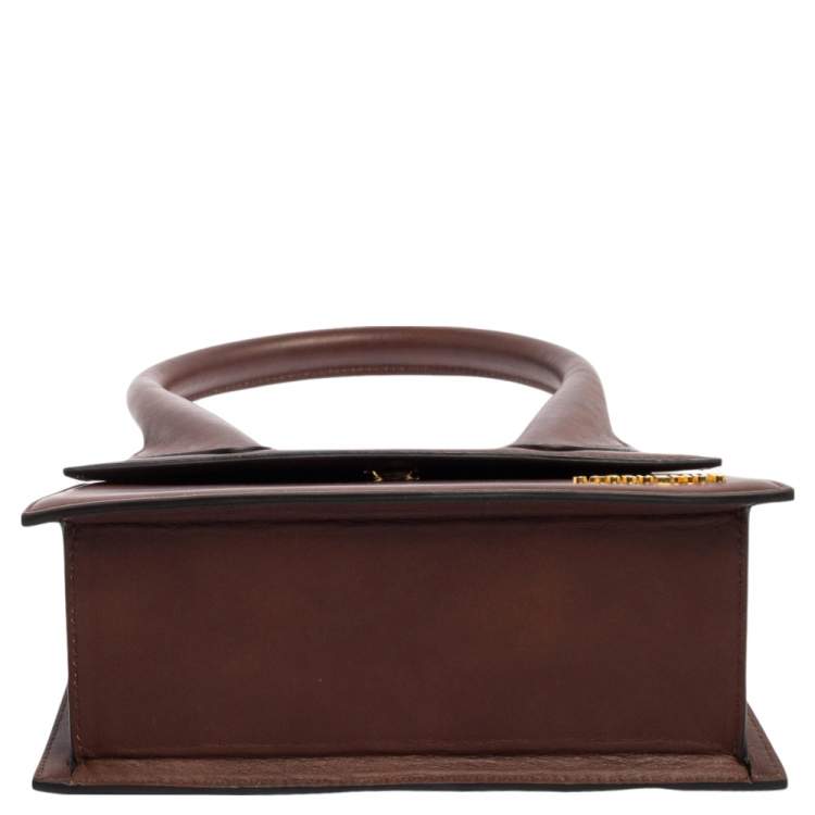 Pre Owned Jacquemus Dark Brown Leather Grand Le Chiquito Top Handle Bag