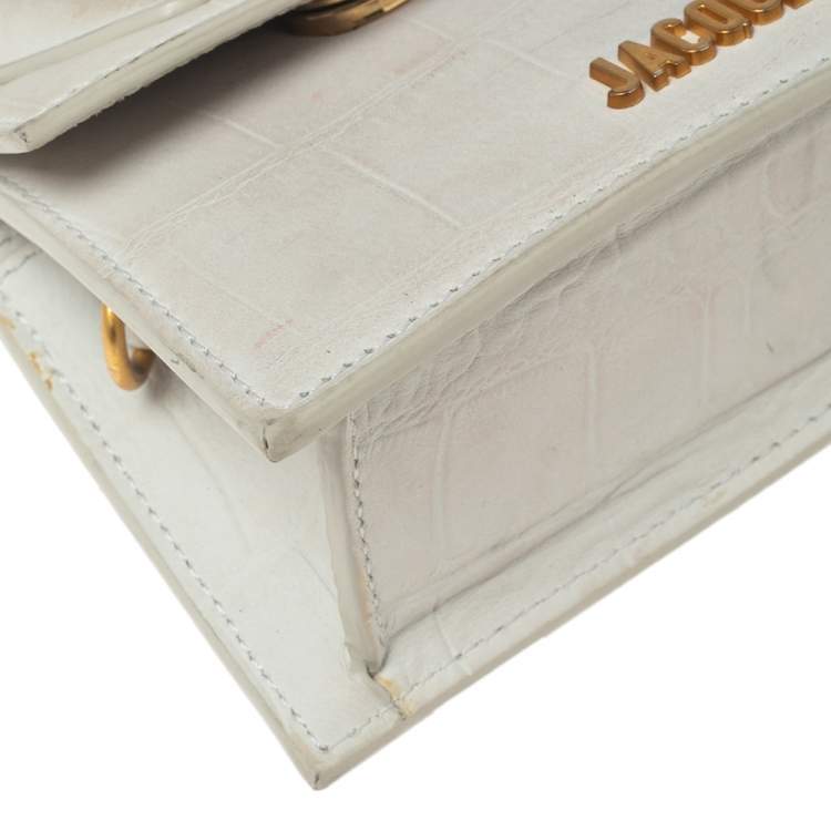 Pre Owned Jacquemus Off White Croc Embossed Leather Le Chiquito Bag