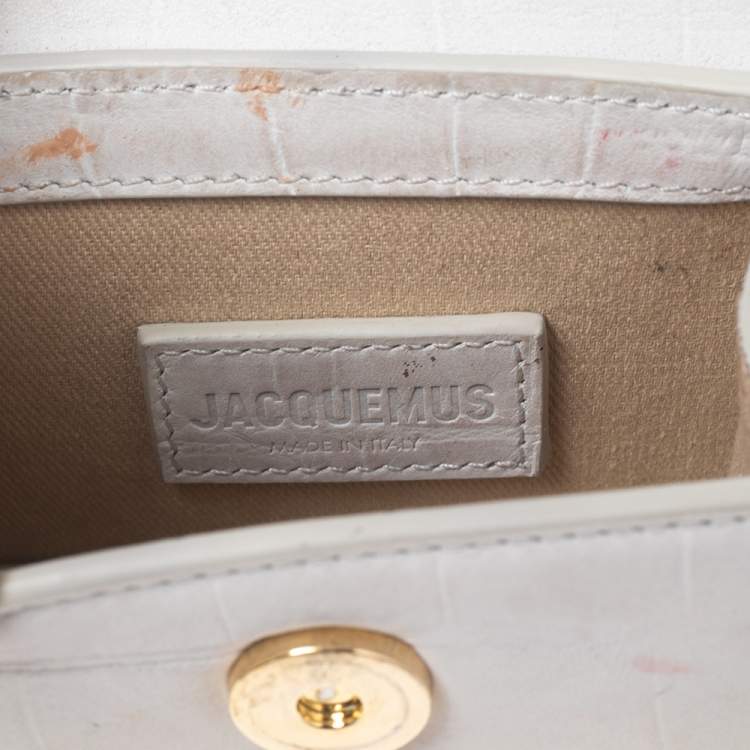 Pre Owned Jacquemus Off White Croc Embossed Leather Le Chiquito Bag