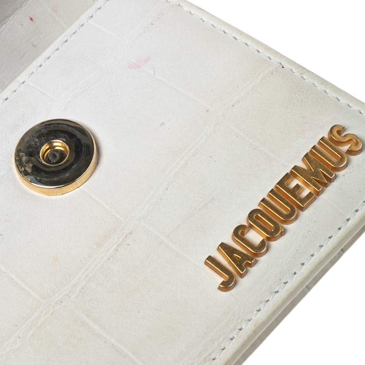 Pre Owned Jacquemus Off White Croc Embossed Leather Le Chiquito Bag
