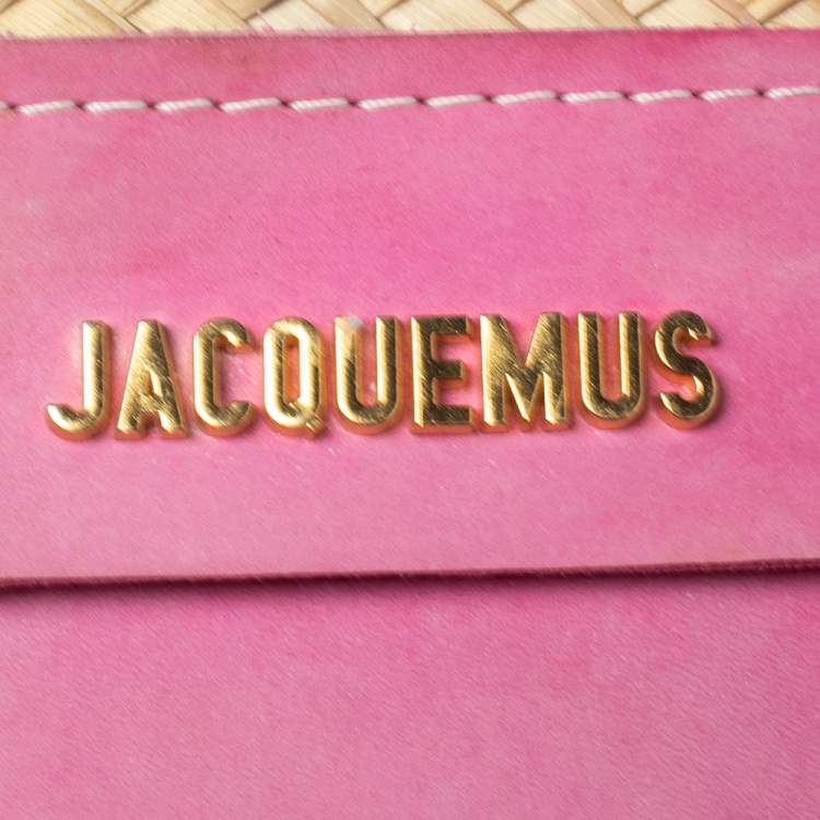 مملوكة مسبقًا Jacquemus Pink/Cream Raffia and Nubuck Leather Le Panier Soleil Basket Bag 