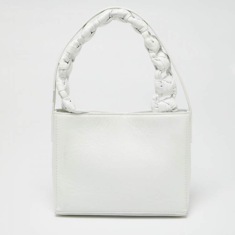 Pre Owned Jacquemus White Leather Le Petit Sac Noeud Tote