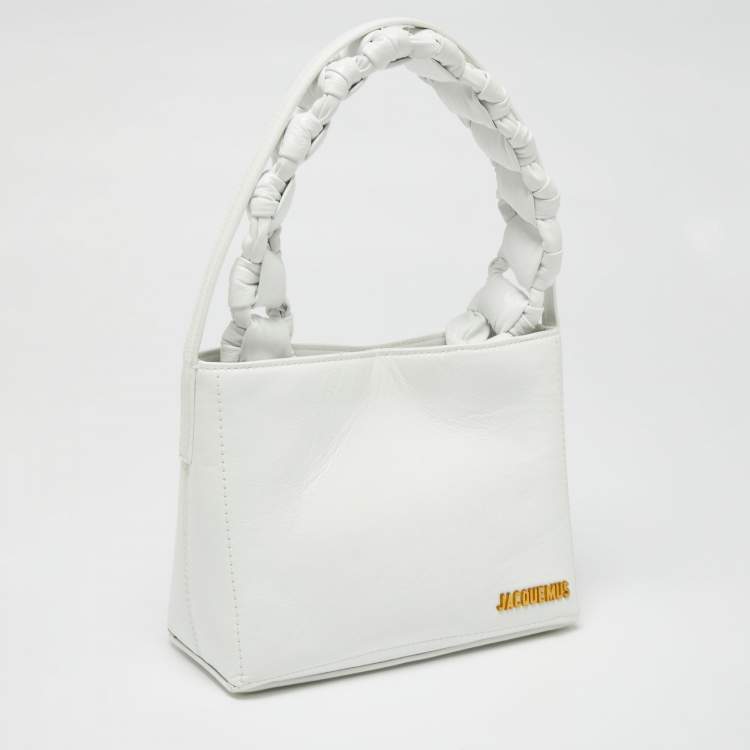 Pre Owned Jacquemus White Leather Le Petit Sac Noeud Tote