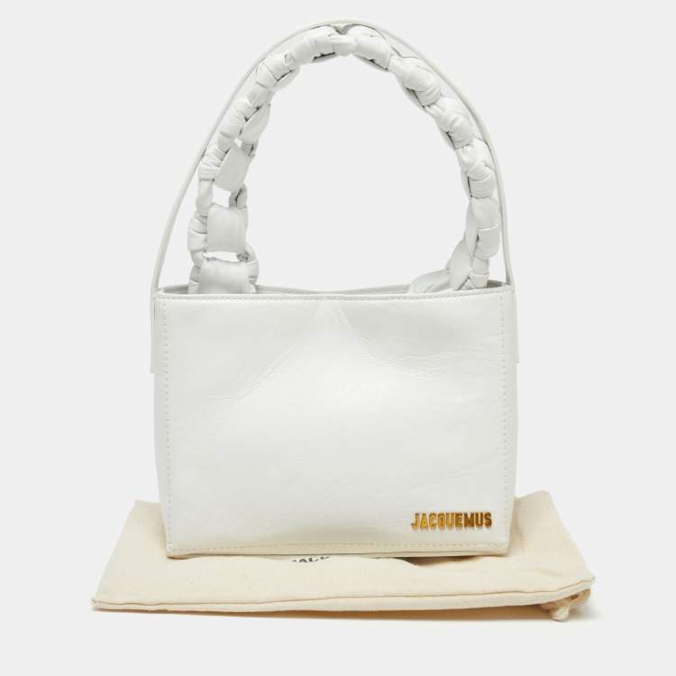 Pre Owned Jacquemus White Leather Le Petit Sac Noeud Tote