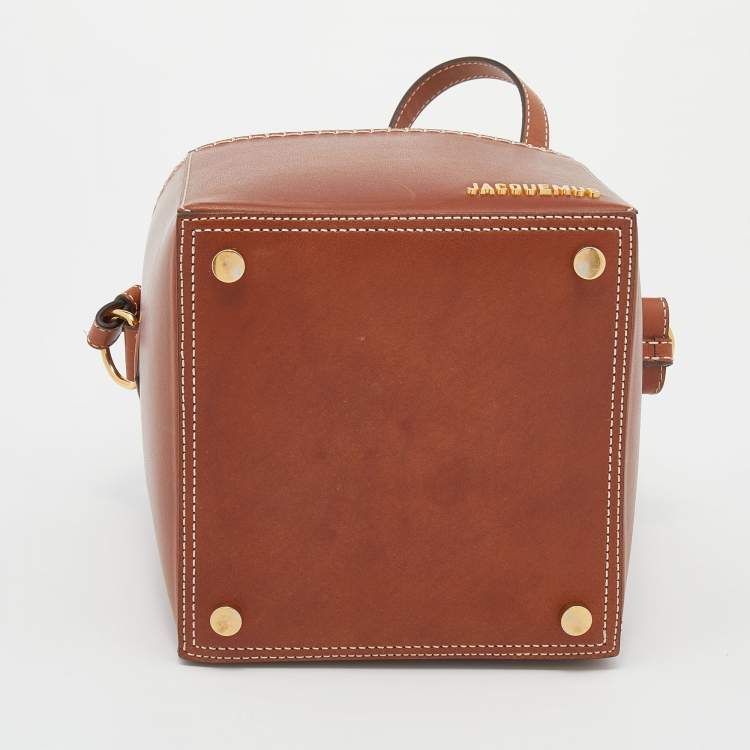 Pre Owned Jacquemus Brown Leather Le Seau Carre Bucket Bag
