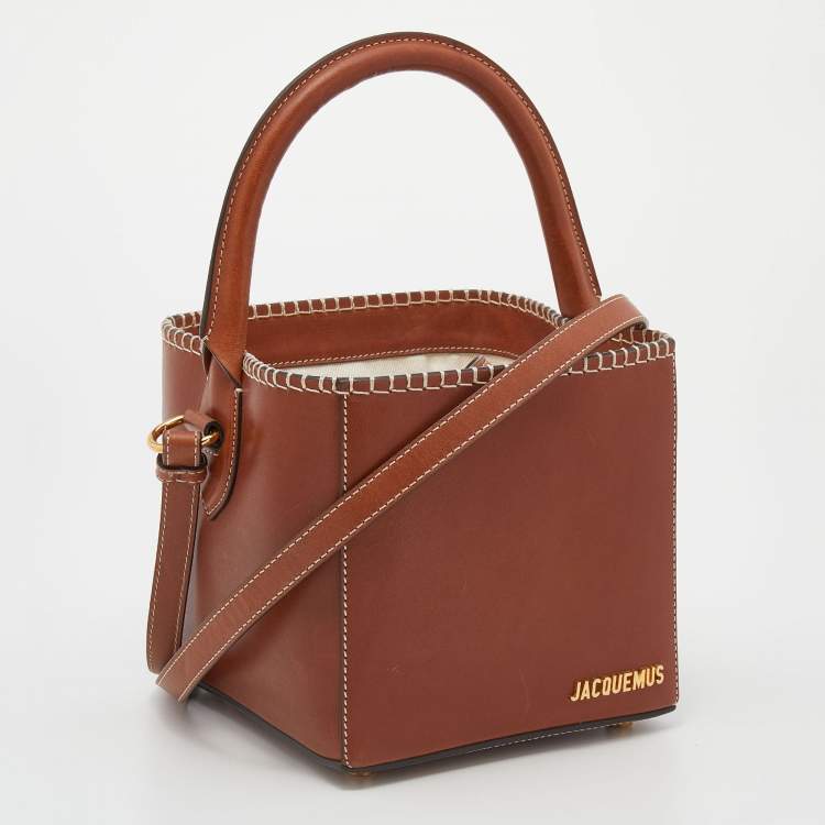 Pre Owned Jacquemus Brown Leather Le Seau Carre Bucket Bag