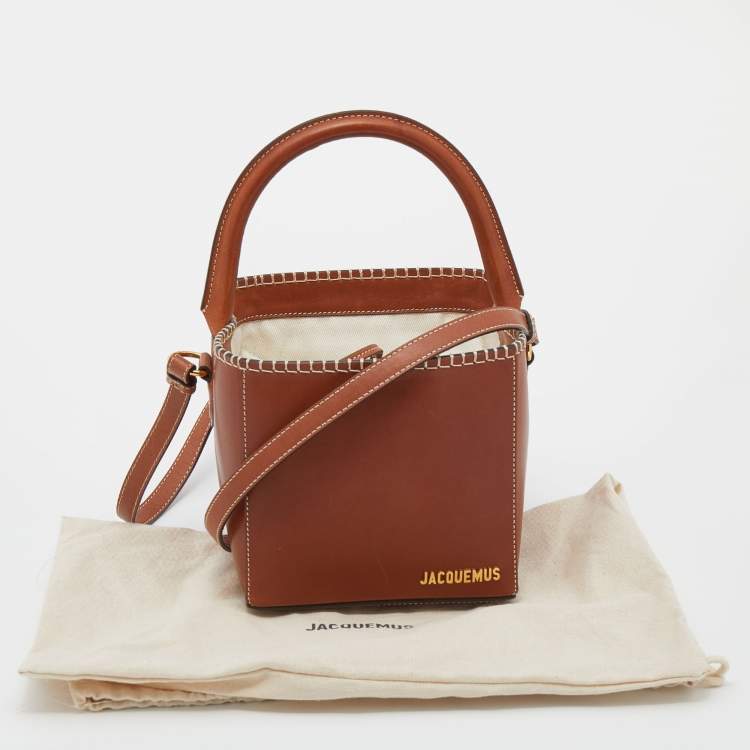 Pre Owned Jacquemus Brown Leather Le Seau Carre Bucket Bag