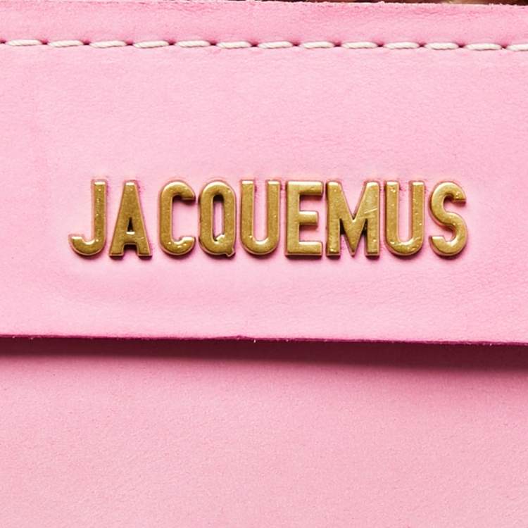 مملوكة مسبقًا Jacquemus Pink/Cream Raffia and Nubuck Leather Le Panier Soleil Basket Tote
