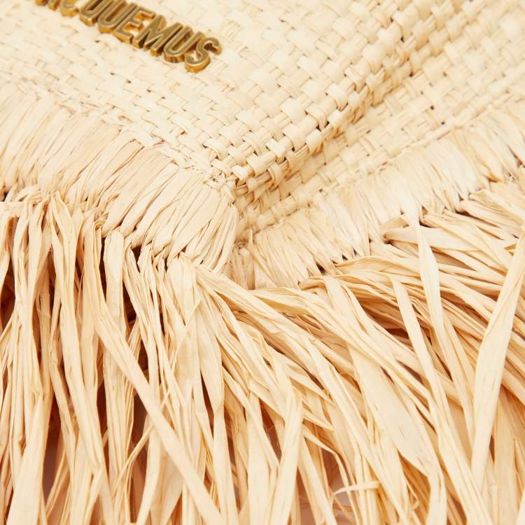 Pre Owned Jacquemus Beige/White Straw  Let Petite Baci Tote
