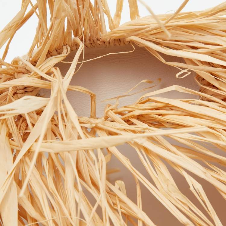 Pre Owned Jacquemus Beige/White Straw  Let Petite Baci Tote