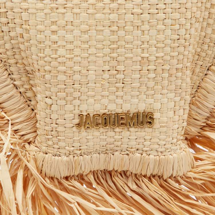 Pre Owned Jacquemus Beige/White Straw  Let Petite Baci Tote