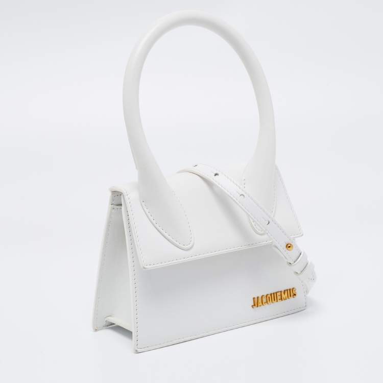 Pre Owned Jacquemus White Leather Le Chiquito Top Handle Bag