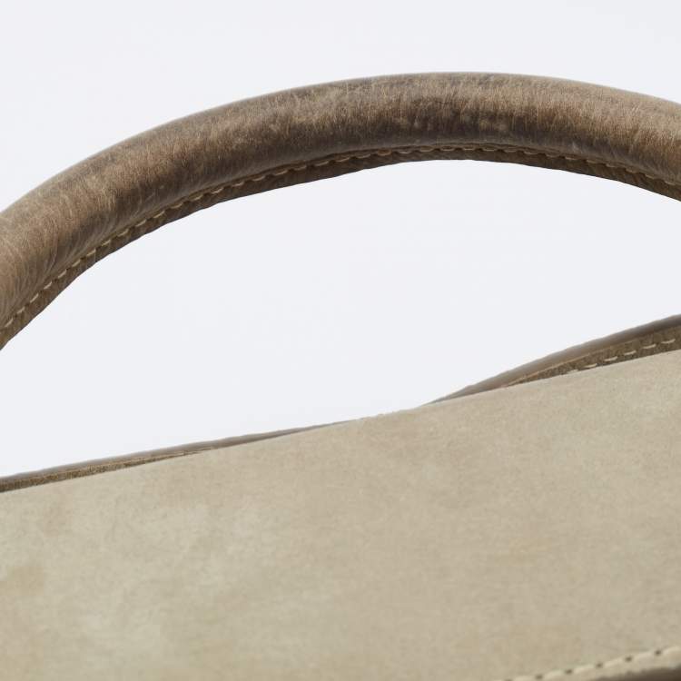 Pre Owned Jacquemus Grey Nubuck Leather Le Chiquito Top Handle Bag.