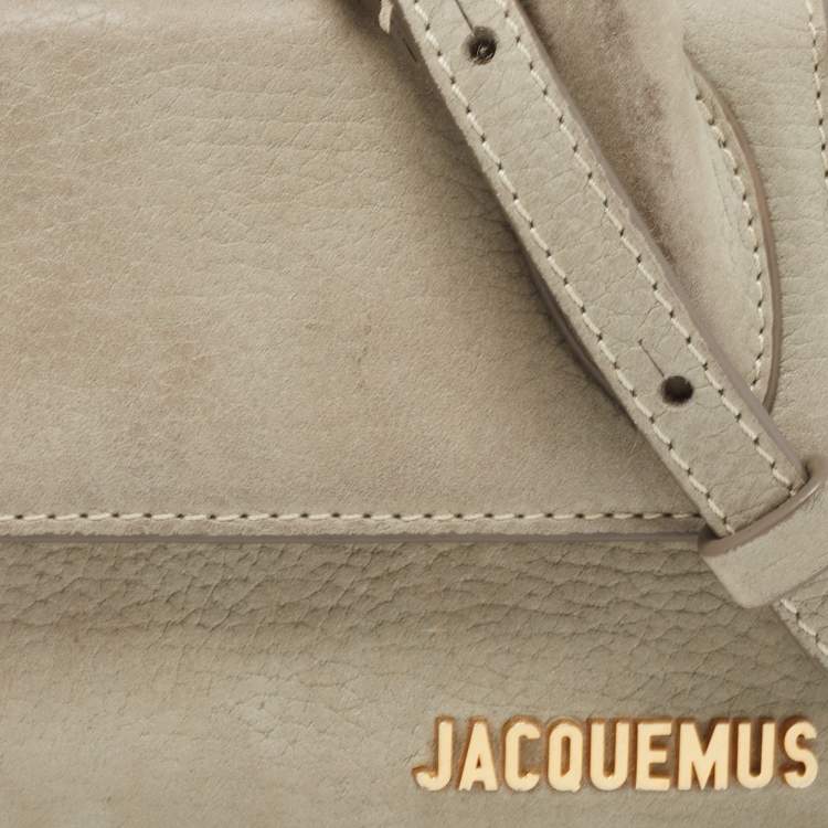 Pre Owned Jacquemus Grey Nubuck Leather Le Chiquito Top Handle Bag.