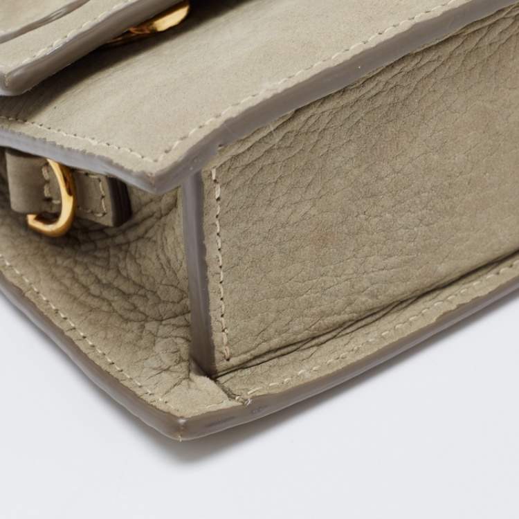 Pre Owned Jacquemus Grey Nubuck Leather Le Chiquito Top Handle Bag.