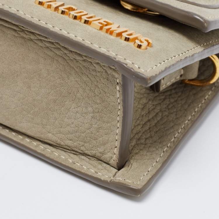 Pre Owned Jacquemus Grey Nubuck Leather Le Chiquito Top Handle Bag.