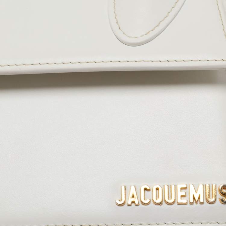 مملوكة مسبقًا Jacquemus White Leather Noeud Le Chiquito Top Handle Bag