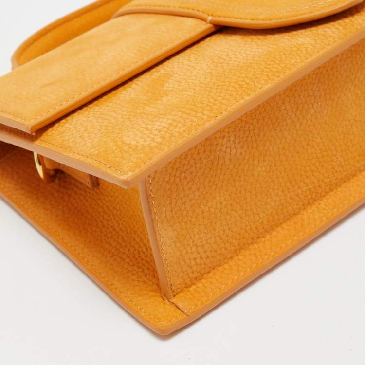 Pre Owned Jacquemus Orange Nubuck Leather Bambino Top Handle Bag
