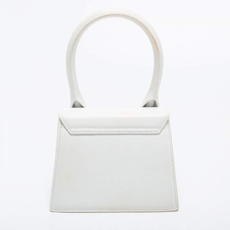 Pre Owned Jacquemus White Leather Noeud Le Chiquito Top Handle Bag