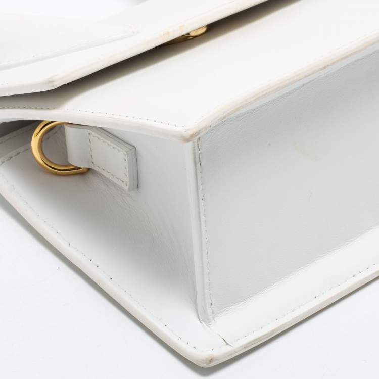 Pre Owned Jacquemus White Leather Noeud Le Chiquito Top Handle Bag