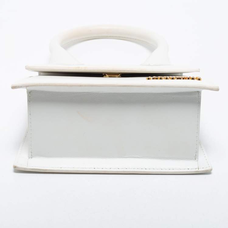 Pre Owned Jacquemus White Leather Noeud Le Chiquito Top Handle Bag